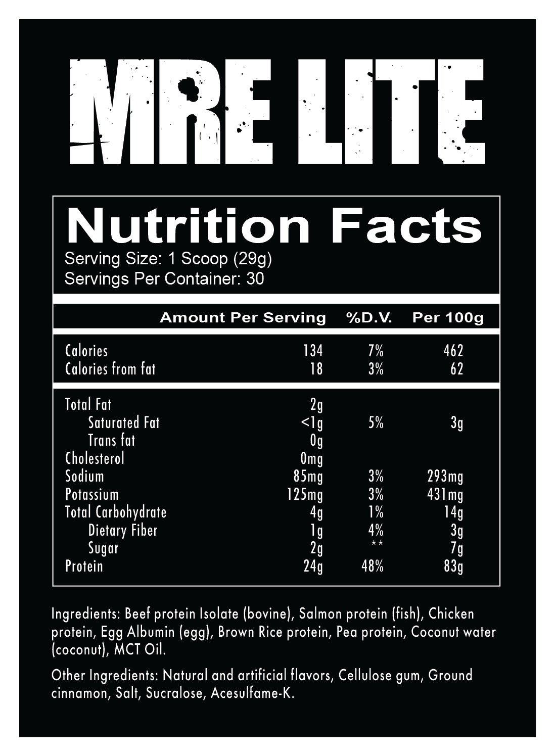 Redcon1 MRE Lite - Label