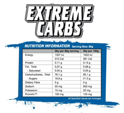 International Protein Extreme Carbs Label