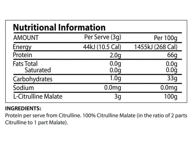ATP Science L-Citrulline Malate protein Nutrition Panel
