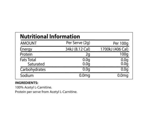 ATP Science Acetyl l-Carnitine protein Nutrition Panel