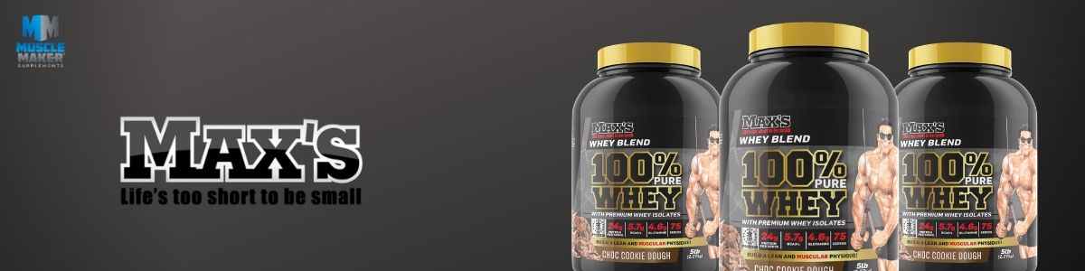 Maxs protein 100% pure whey banner