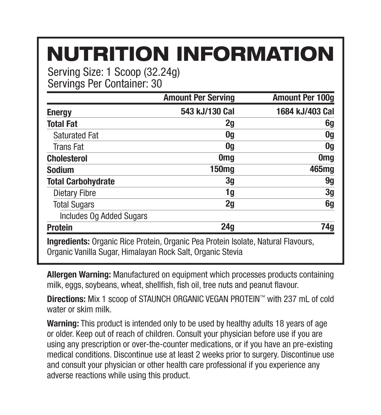 Staunch Nation Vegan Protein Nutrition