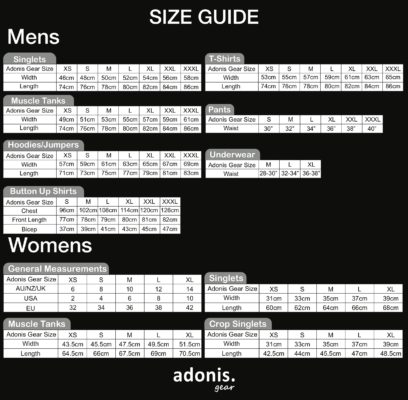 Adonis Gear Size Guide