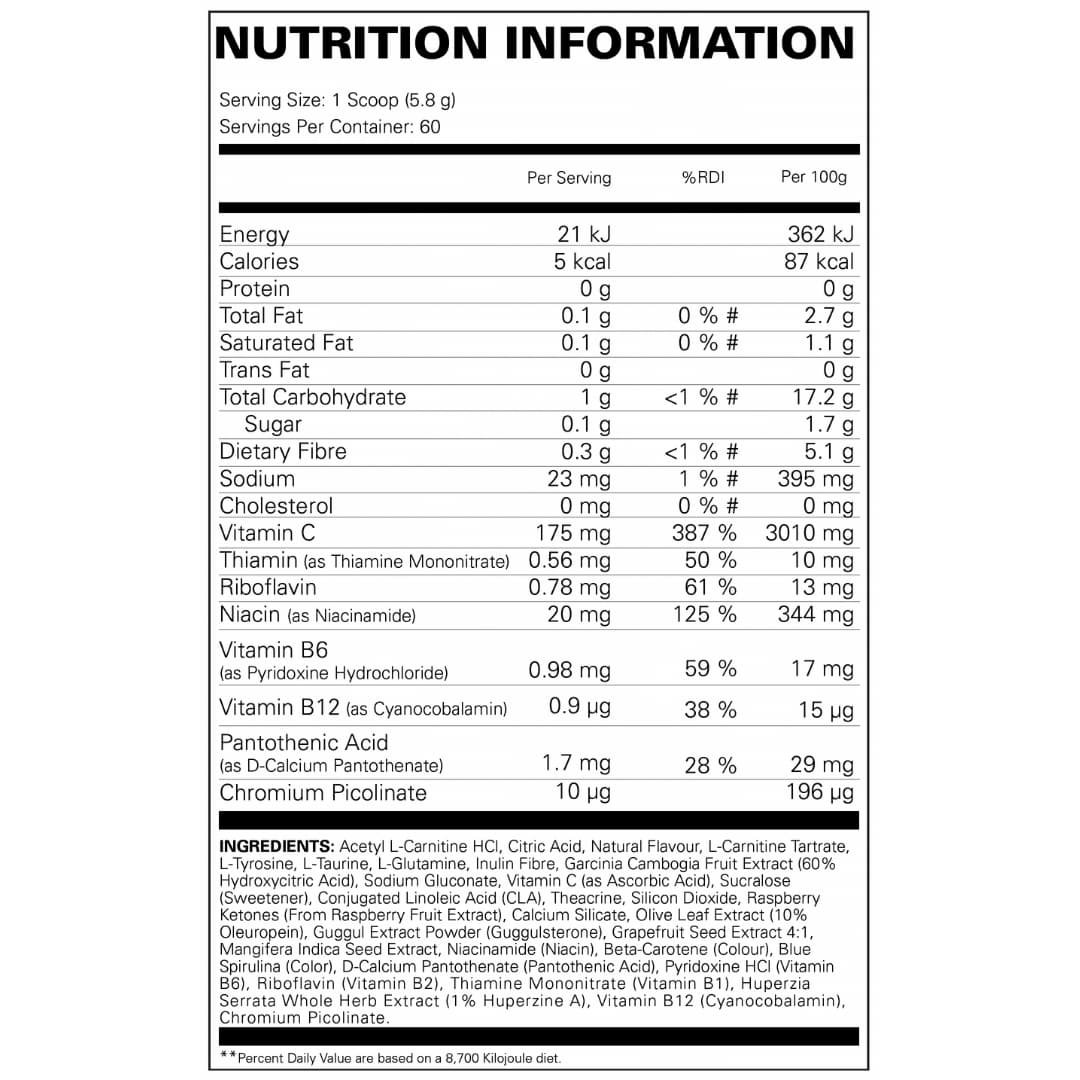 Ehplabs Oxyshred Non-Stim Nutrition Panel