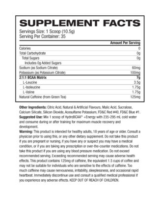 ProSupps HydroBcaa + Energy - Nutrition Panel