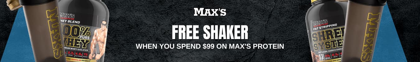 Max's Protein free shaker banner