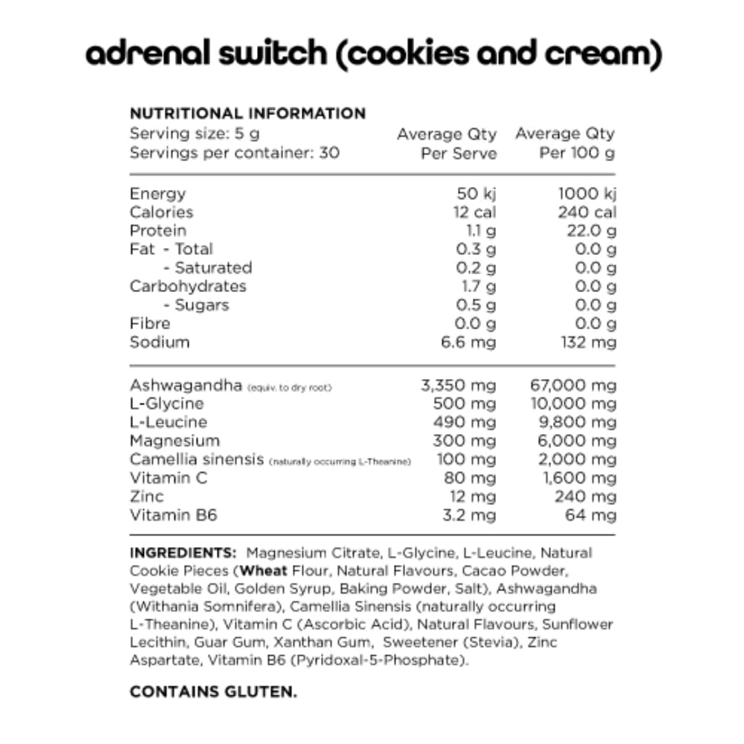 Switch Nutrition Adrenal Switch Nutrition Panel