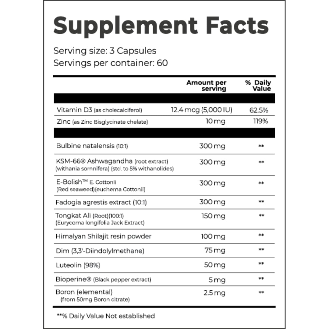 Day One Performance Eclipse For Him (New) Nutrition Panel