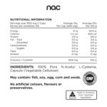 Switch Nutrition NAC Capsules Nutrition Panel