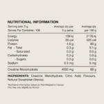 Switch Nutrition Flavoured Creatine Monohydrate Nutrition Panel